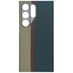 Husa fibra de carbon MagSafe SILKASE pentru Samsung Galaxy S24 Ultra, aramid kevlar, protectie camera, albastru/galben Husa fibra de carbon MagSafe SILKASE pentru Samsung Galaxy S24 Ultra, aramid kevlar, protectie camera, albastru/galben