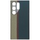 Husa fibra de carbon MagSafe  SILKASE pentru Samsung Galaxy S24 Ultra, aramid kevlar, protectie camera, albastru/galben (Telefoane Samsung, H2481) by www.silkase.ro