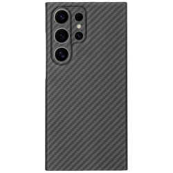 Husa fibra de carbon SILKASE pentru Samsung Galaxy S24 Ultra, aramid kevlar, protectie camera, negru mat