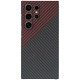 Husa fibra de carbon SILKASE pentru Samsung Galaxy S24 Ultra, aramid kevlar, protectie camera, negru/rosu (Telefoane Samsung, H2486) by www.silkase.ro