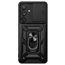 Husa SILKASE pentru Samsung Galaxy A15/A15 5G, Rugged shield,ring holder, cauciuc negru