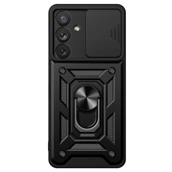 Husa SILKASE pentru Samsung Galaxy A15/A15 5G, Rugged shield,ring holder, cauciuc negru (Telefoane Samsung, H2493) by www.silkase.ro