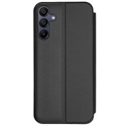 Husa Flip SILKASE pentru Samsung Galaxy A15/A15 5G, clear view, negru