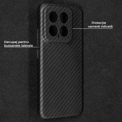 Husa fibra de carbon SILKASE pentru Xiaomi 14, aramid kevlar, negru Husa fibra de carbon SILKASE pentru Xiaomi 14, aramid kevlar, negru