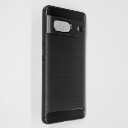 Husa Silicon carbon SILKASE pentru Google Pixel 8a, silicon, culoare negru