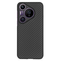 Husa fibra de carbon SILKASE pentru Huawei Pura 70 Pro, aramid kevlar, negru mat