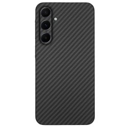 Husa fibra de carbon SILKASE pentru Samsung Galaxy A55, aramid kevlar, negru mat