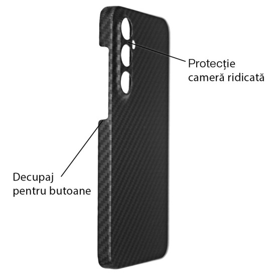 Husa fibra de carbon SILKASE pentru Samsung Galaxy A55, aramid kevlar, negru mat (Telefoane Samsung, H2580) by www.silkase.ro