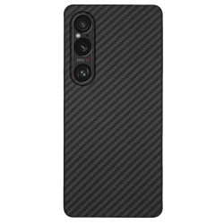 Husa fibra de carbon SILKASE pentru Sony Xperia 1 VI, aramid kevlar, negru mat