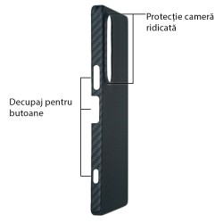 Husa fibra de carbon SILKASE pentru Sony Xperia 1 VI, aramid kevlar, negru mat