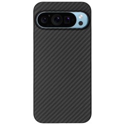 Husa fibra de carbon SILKASE pentru Google Pixel 9/9 Pro, aramid kevlar, negru mat