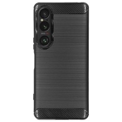 Husa Silicon carbon SILKASE pentru Sony Xperia 1 VI, silicon, culoare negru