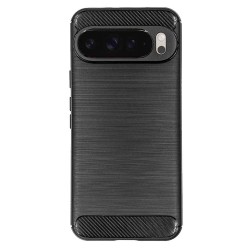 Husa Silicon carbon SILKASE pentru Google Pixel 9/9 Pro, silicon, culoare negru