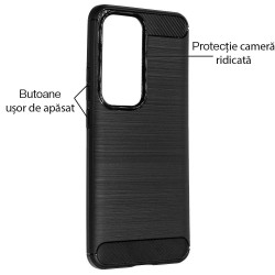 Husa Silicon carbon SILKASE pentru Oppo Reno 12 Pro, silicon, culoare negru