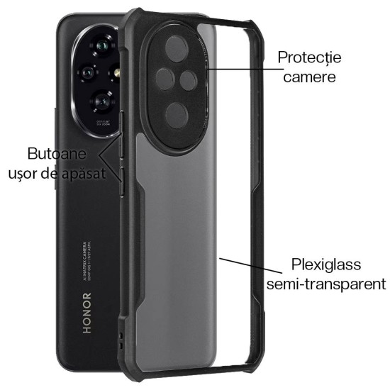 Husa Antigravity SILKASE pentru Honor 200 Pro, AntiShock, negru/transparent (SILKASE, 200 Pro) by www.silkase.ro Husa Antigravity SILKASE pentru Honor 200 Pro, AntiShock, negru/transparent (200 Pro, H2610) by www.silkase.ro