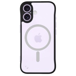 Husa FrameLess SILKASE pentru Apple iPhone 16 Plus, MagSafe, plastic , negru/transparent mat