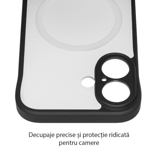Husa FrameLess SILKASE pentru Apple iPhone 16, MagSafe, plastic , negru/transparent mat (SILKASE, iPhone 16) by www.silkase.ro Husa FrameLess SILKASE pentru Apple iPhone 16, MagSafe, plastic , negru/transparent mat (iPhone 16, H2613) by www.silkase.ro