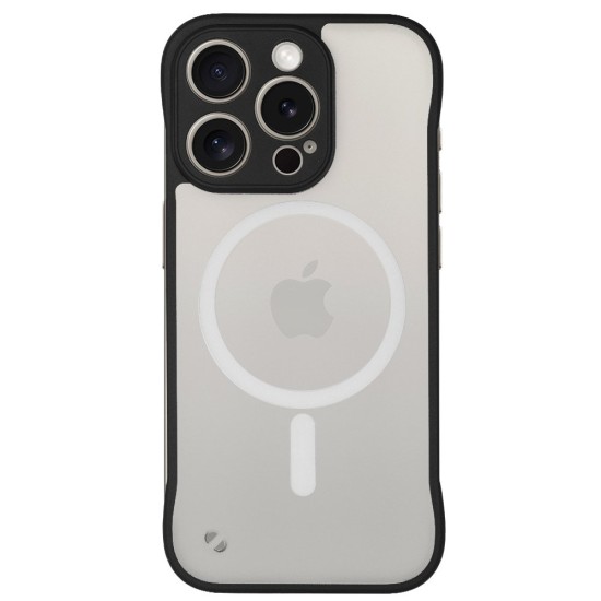 Husa FrameLess SILKASE pentru Apple iPhone 16 Pro Max, MagSafe, plastic , negru/transparent mat (iPhone 16 Pro Max, H2616) by www.silkase.ro