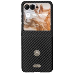 Husa fibra de carbon SILKASE pentru Motorola Razr 50, aramid kevlar, negru mat