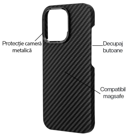 Husa fibra de carbon MagSafe SILKASE pentru Apple iPhone 16 Pro Max, aramid kevlar, metal camera, negru (SILKASE, iPhone 16 Pro Max) by www.silkase.ro Husa fibra de carbon MagSafe SILKASE pentru Apple iPhone 16 Pro Max, aramid kevlar, metal camera, negru (iPhone 16 Pro Max, H2630) by www.silkase.ro