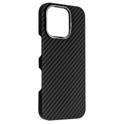 Husa fibra de carbon MagSafe SILKASE pentru Apple iPhone 16 Pro Max, aramid kevlar, metal camera, negru Husa fibra de carbon MagSafe SILKASE pentru Apple iPhone 16 Pro Max, aramid kevlar, metal camera, negru