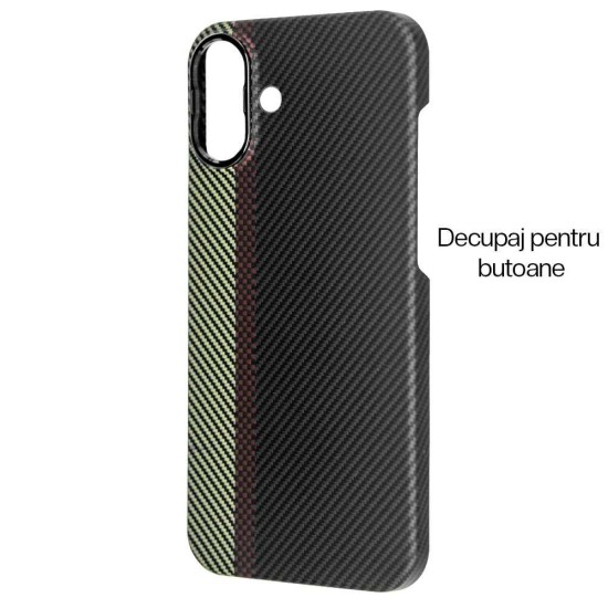 Husa fibra de carbon MagSafe SILKASE pentru Apple iPhone 16, aramid kevlar, metal camera, negru/galben (SILKASE, iPhone 16) by www.silkase.ro Husa fibra de carbon MagSafe SILKASE pentru Apple iPhone 16, aramid kevlar, metal camera, negru/galben (iPhone 16, H2635) by www.silkase.ro