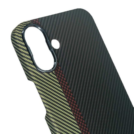 Husa fibra de carbon MagSafe SILKASE pentru Apple iPhone 16, aramid kevlar, metal camera, negru/galben (SILKASE, iPhone 16) by www.silkase.ro Husa fibra de carbon MagSafe SILKASE pentru Apple iPhone 16, aramid kevlar, metal camera, negru/galben (iPhone 16, H2635) by www.silkase.ro