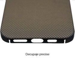 Husa fibra de carbon MagSafe SILKASE pentru Apple iPhone 16 Plus, aramid kevlar, metal camera, auriu Husa fibra de carbon MagSafe SILKASE pentru Apple iPhone 16 Plus, aramid kevlar, metal camera, auriu