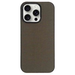 Husa fibra de carbon MagSafe SILKASE pentru Apple iPhone 16 Pro Max, aramid kevlar, metal camera, auriu