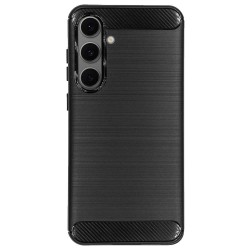 Husa Silicon carbon SILKASE pentru Samsung Galaxy S24 FE, silicon, culoare negru
