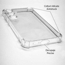 Husa Antishock SILKASE pentru Samsung Galaxy S24 FE, protectie camera, silicon transparent