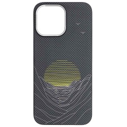 Husa fibra de carbon Magsafe SILKASE pentru Apple iPhone 16 Pro Max, aramid kevlar, negru mat, model rasarit Husa fibra de carbon Magsafe SILKASE pentru Apple iPhone 16 Pro Max, aramid kevlar, negru mat, model rasarit