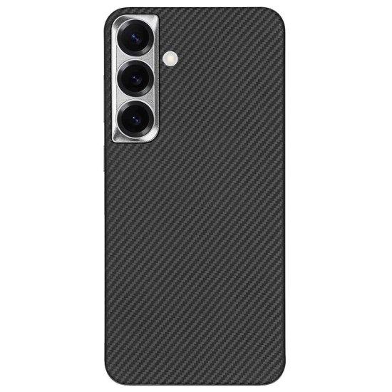 Husa fibra de carbon MagSafe SILKASE pentru Samsung S25, aramid kevlar, metal camera, negru mat (S25, H2681) by www.silkase.ro