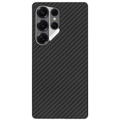 Husa fibra de carbon MagSafe SILKASE pentru Samsung S25 Ultra, aramid kevlar, metal camera, negru mat