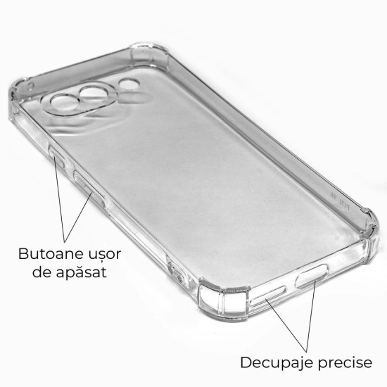 Husa Antishock SILKASE pentru Google Pixel 9a, protectie camera, silicon transparent (Pixel 9a, H2708) by www.silkase.ro