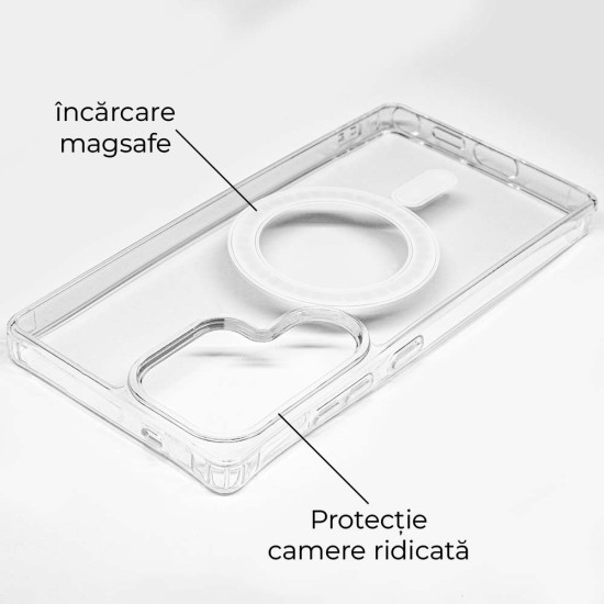 Husa MagSafe SILKASE pentru Samsung S25 Ultra, silicon/plastic, transparent (S25 Ultra, H2712) by www.silkase.ro