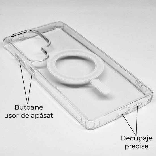 Husa MagSafe SILKASE pentru Samsung S25 Ultra, silicon/plastic, transparent (S25 Ultra, H2712) by www.silkase.ro