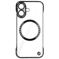 Husa FrameLess SILKASE pentru Apple iPhone 16 Plus, MagSafe, plastic , negru/transparent Husa FrameLess SILKASE pentru Apple iPhone 16 Plus, MagSafe, plastic , negru/transparent