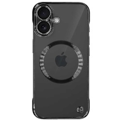 Husa FrameLess SILKASE pentru Apple iPhone 16 Plus, MagSafe, plastic , negru/transparent
