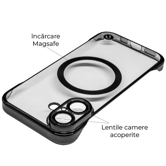 Husa FrameLess SILKASE pentru Apple iPhone 16, MagSafe, plastic , negru/transparent (SILKASE, iPhone 16) by www.silkase.ro Husa FrameLess SILKASE pentru Apple iPhone 16, MagSafe, plastic , negru/transparent (iPhone 16, H2727) by www.silkase.ro