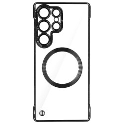 Husa FrameLess SILKASE pentru Samsung S25 Ultra, MagSafe, plastic , negru/transparent
