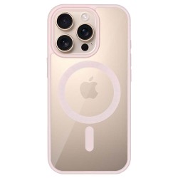 Husa MagSafe SILKASE pentru Apple iPhone 16 Pro, silicon/plastic, Roz pal