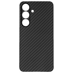 Husa fibra de carbon SILKASE pentru Samsung S25, camera protection, negru mat