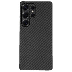 Husa fibra de carbon SILKASE pentru Samsung S25 Ultra, camera protection, negru mat