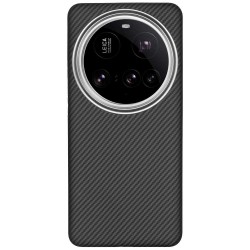 Husa fibra de carbon SILKASE pentru Xiaomi 15 Ultra, aramid kevlar, metal camera, negru mat