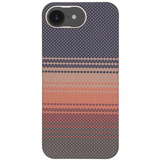 Husa fibra de carbon MagSafe SILKASE pentru iPhone 17e/16e, aramid kevlar, metal camera, sunset (iPhone 17e, H2762) by www.silkase.ro