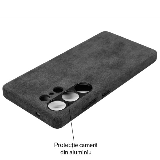 Husa Full alcantara MagSafe SILKASE pentru Samsung Galaxy S25 Ultra, metal camera, negru (S25 Ultra, H2765) by www.silkase.ro