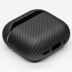 Husa fibra de carbon SILKASE pentru AirPods 4, aramid kevlar, negru mat