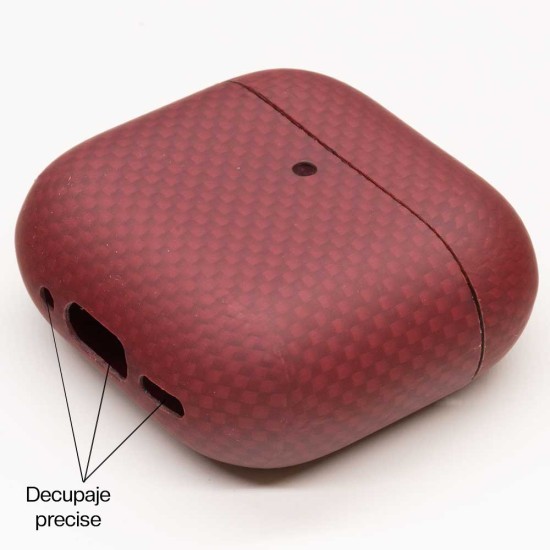 Husa fibra de carbon SILKASE pentru AirPods 4, aramid kevlar, rosu mat (SILKASE, 4) by www.silkase.ro Husa fibra de carbon SILKASE pentru AirPods 4, aramid kevlar, rosu mat (4, H2772) by www.silkase.ro
