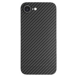 Husa fibra de carbon SILKASE pentru iPhone 16e/17e, aramid kevlar, negru mat